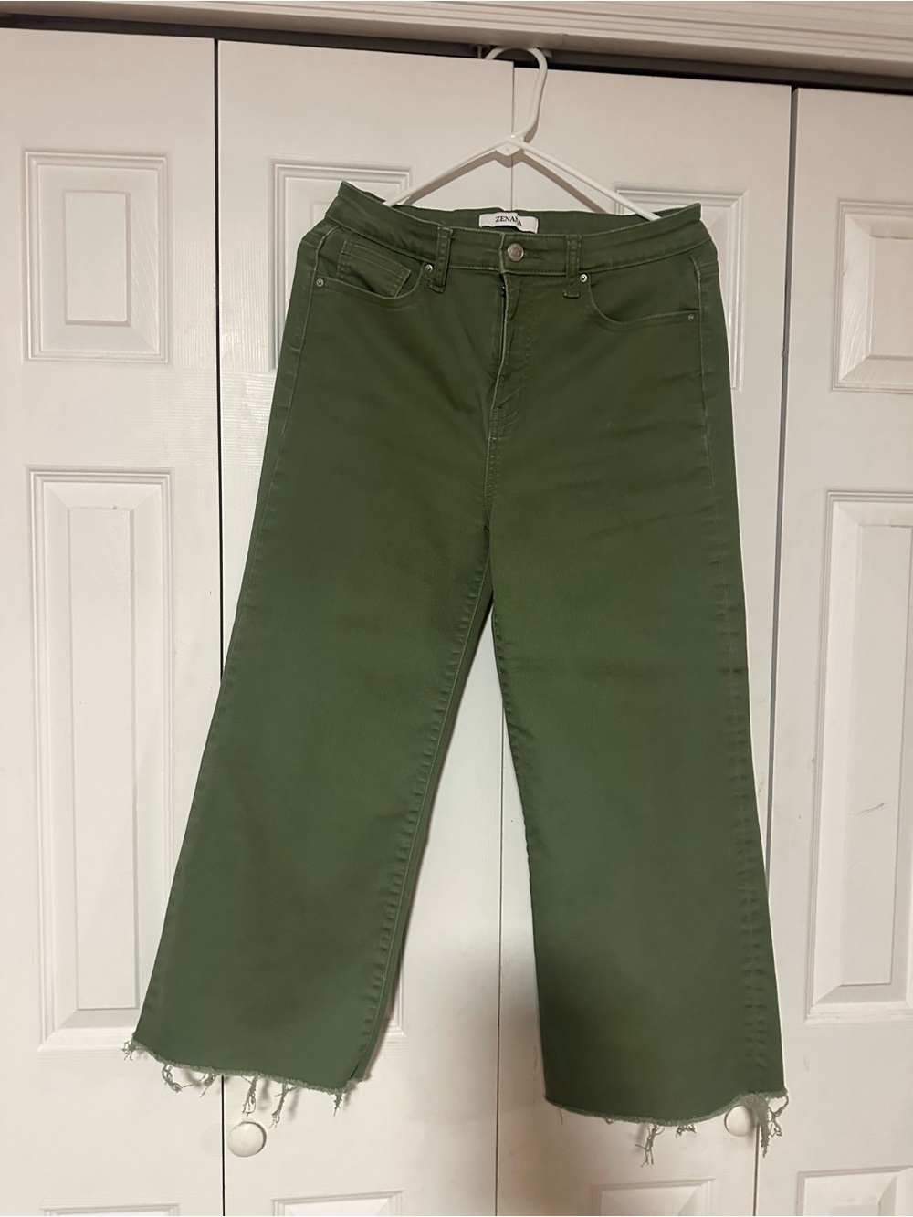 Zena Olive Green Wide-Leg Jeans